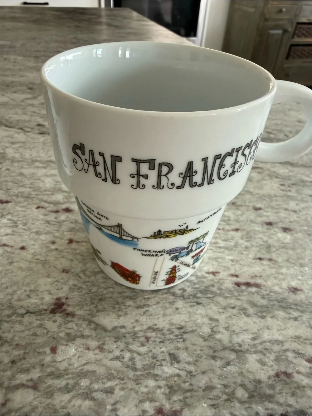 Stackable City Mugs Set - White with Multicolor City Names